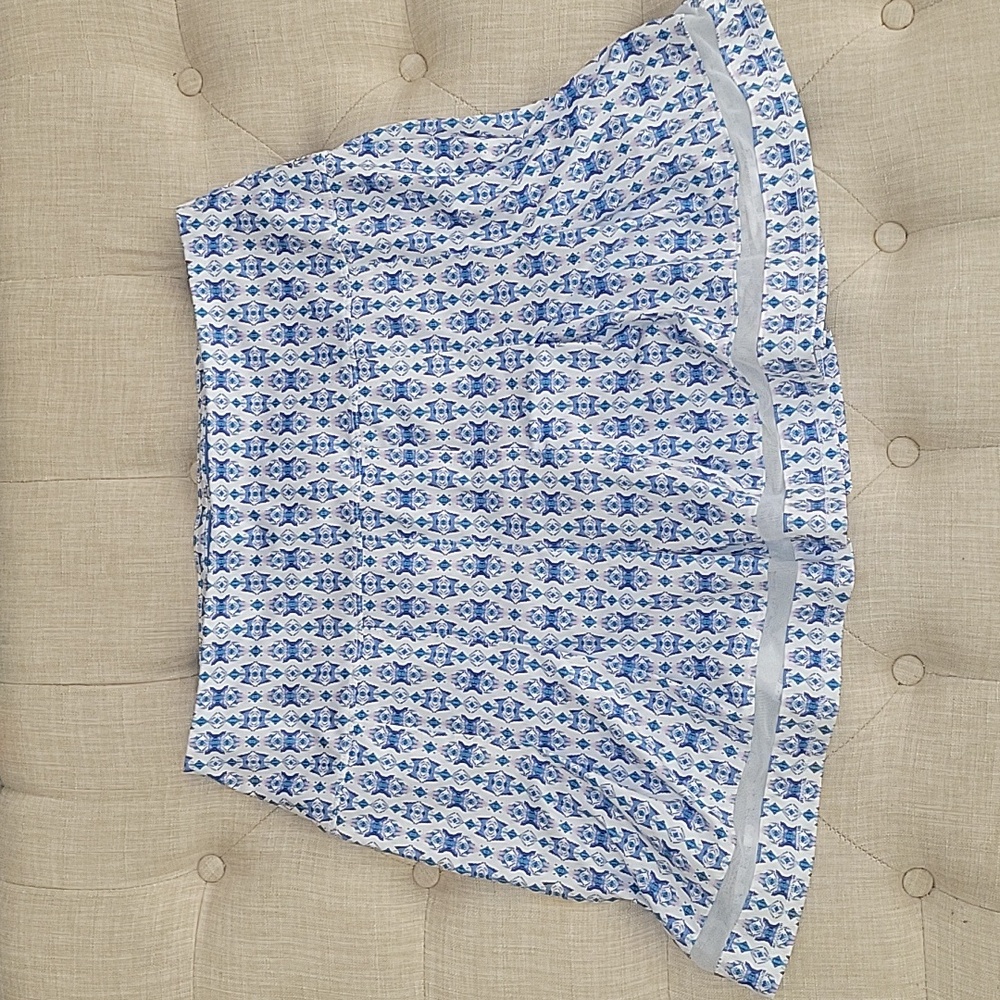 Lucky in Love Blue and White Printed Mini Skirt